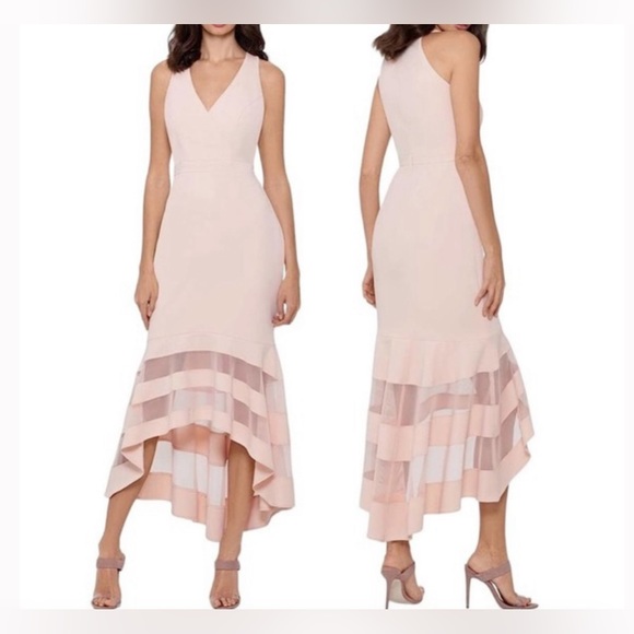 Xscape Dresses & Skirts - NWT blush pink high low v neck formal gown wedding bridesmaid formal prom bridal